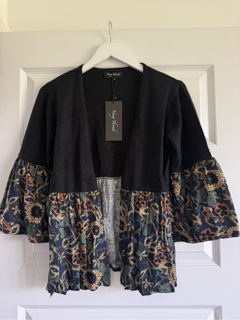 Young Threads Boho Lightweight Mixed Print Cardigan Sweater NWT